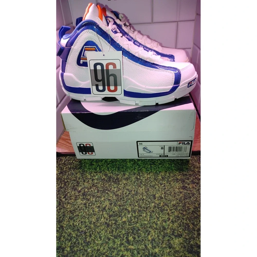 FILA 96 Basketball Sneakers Mens 8 White Blue New With Flaws Retro Grant Hill 2